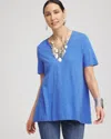 Chico's V-neck Tee In Blue Size 16/18 |  In Blue Pearl