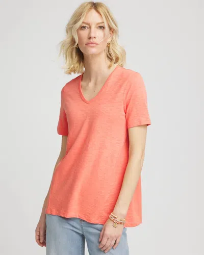 Chico's V-neck Tee In Orange