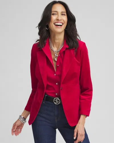 Chico's Velvet Blazer In Red Allure