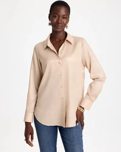 Chico's Velvet Collared Long-sleeve Tunic In Neutral In Champagne