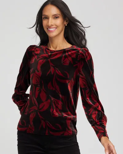 Chico's Velvet Rose Banded-cuff Top In Black