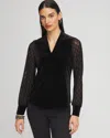 Chico's Velvet V-neck Long Sleeve Top In Black Size 20/22 |  In Black