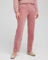 Chico's Velveteen Pull-on Flared Jeans In Dusty Rose In Pink