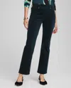 Chico's Velveteen Pull-on Flared Jeans In Teal Shadow