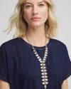 Chico's Vertical Pear Shaped Y-drop Necklace In Metallic