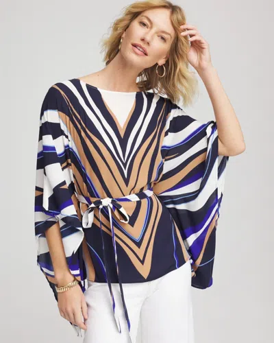 Chico's Voyage Belted Poncho In Blue