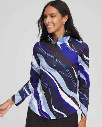 Chico's Voyage Half Zip In Crystal Topaz