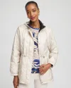 Chico's Water-resistant Quilted Anorak Jacket In Taupe In Gold