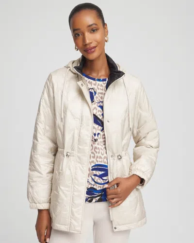 Chico's Water-resistant Quilted Anorak Jacket In Taupe In Gold