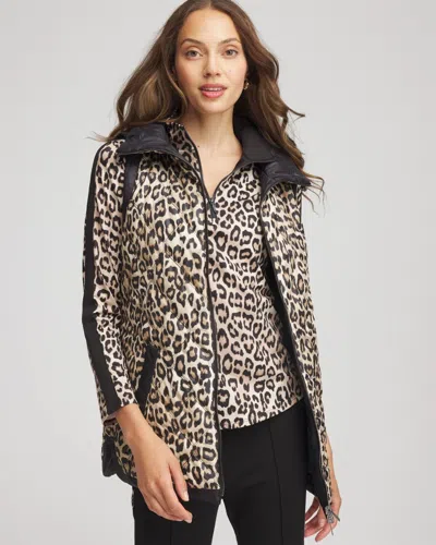 Chico's Water-resistant Reversible Vest In Animal Print