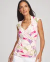 Chico's Watercolor Print Surplice Top In Neutral