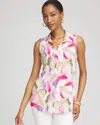 Chico's Watercolor Sleeveless Collared Tunic In Neutral
