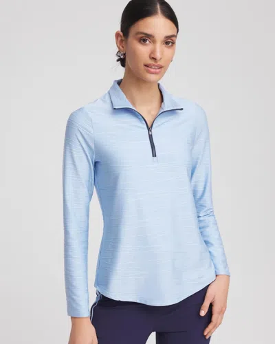 Chico's Wave Half Zip In Crystal Topaz