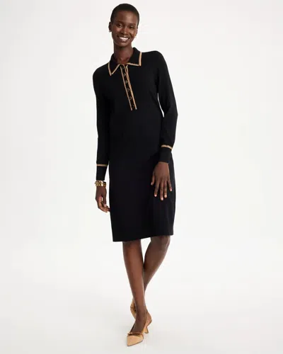 Chico's Whipstitch Knit Sweater Dress In Black