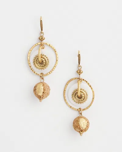 Chico's White & Gold Medallion Drop Earrings |