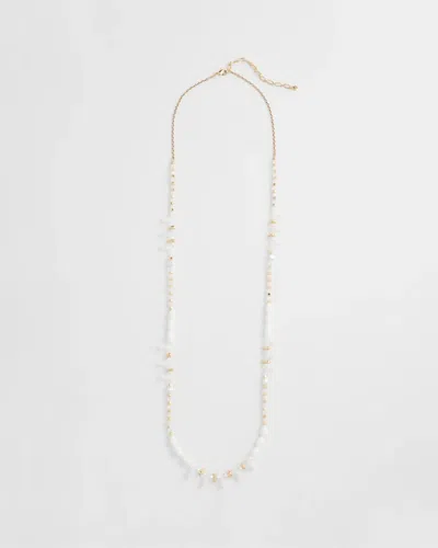 Chico's White Beaded Single Strand Necklace