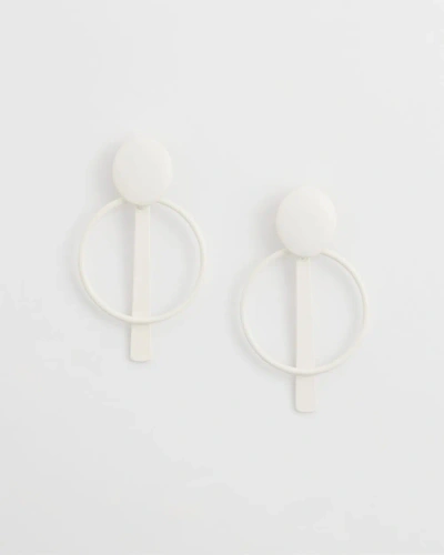 Chico's White Clip-on Drop Hoop Earring |