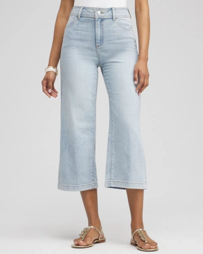 Chico's Wide Leg Cropped Trouser Jeans In Light Wash Denim Size 16/18 |  In Belleview Indigo