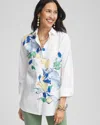Chico's No Iron™ Floral Shirt In White Size Xl |  In Optic White