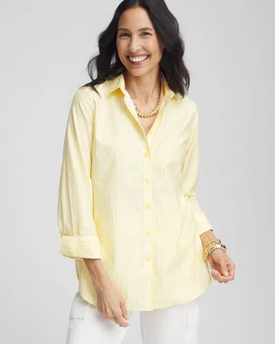 Chico's No Iron™ Golden Striped Shirt In Yellow Size Large |  In Golden Haze