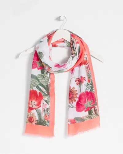 Chico's Wildflower Oblong Scarf In White |  In Alabaster
