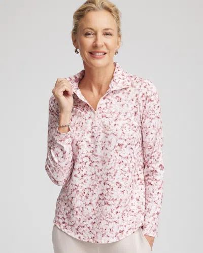 Chico's Wildflower Zip-front Pullover In Pink