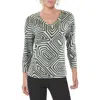 Chico's Womens Geometric Print V-neck Pullover Top