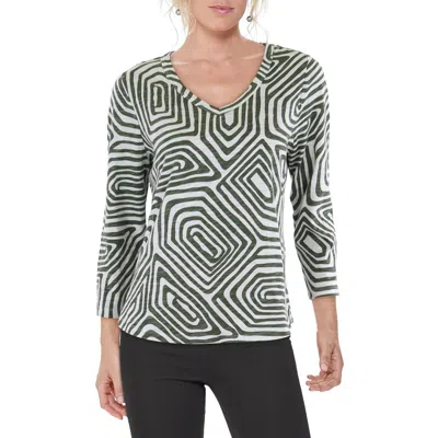 Chico's Womens Geometric Print V-neck Pullover Top