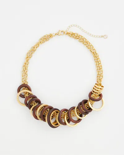 Chico's Wood & Gold Short Necklace In Neutral