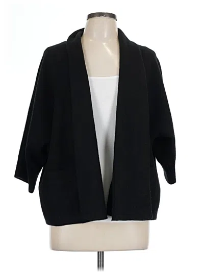 Pre-owned Chico's Wool Cardigan Sweater In Black