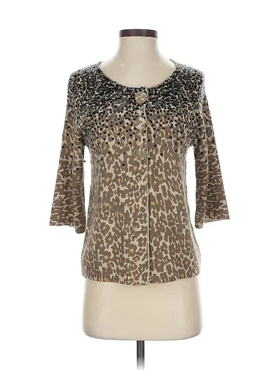 Pre-owned Chico's Wool Cardigan Sweater In Brown