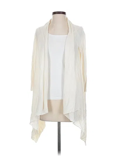 Pre-owned Chico's Wool Cardigan Sweater In White
