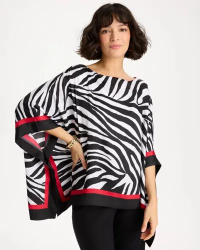 Chico's Woven Animal Print Poncho In Black