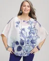 Chico's Woven Butterfly Print Poncho In White In White