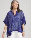 Chico's Woven Crinkle Chiffon Poncho In Blue