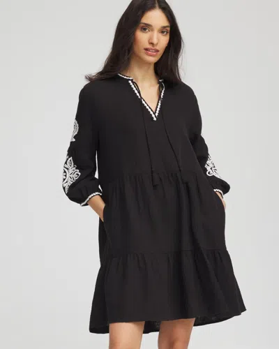 Chico's Woven Embroidered Swim Cover-up In Black