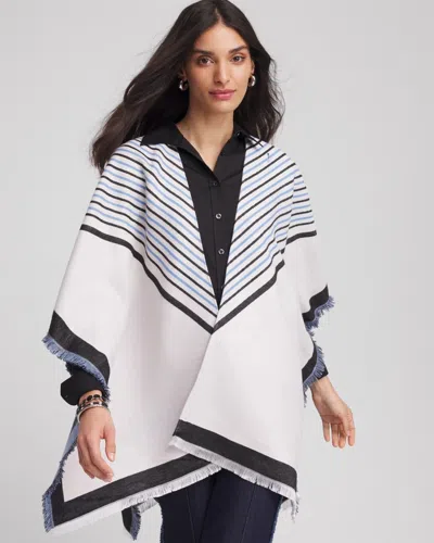 Chico's Woven Ruana In Blue In White