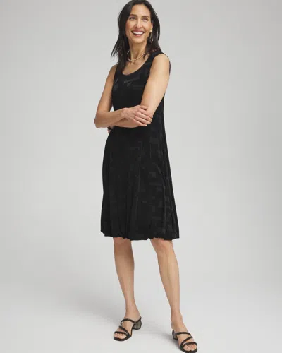 Chico's Wrinkle-free Travelers Jacquard Bubble Hem Dress In Black Size 4/6 |  Travel Clothing