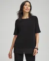 CHICO'S WRINKLE-FREE TRAVELERS CHIFFON HEM TOP IN BLACK SIZE 0/2 | CHICO'S TRAVEL CLOTHING