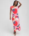 CHICO'S WRINKLE-FREE TRAVELERS CLASSIC ABSTRACT MAXI DRESS IN WATERMELON PUNCH SIZE 16/18 | CHICO'S TRAVEL C