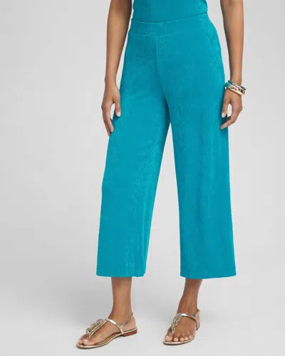 Chico's Wrinkle-free Travelers Classic Cropped Pants In Peacock Blue Size 4/6 |  Travel Clothing