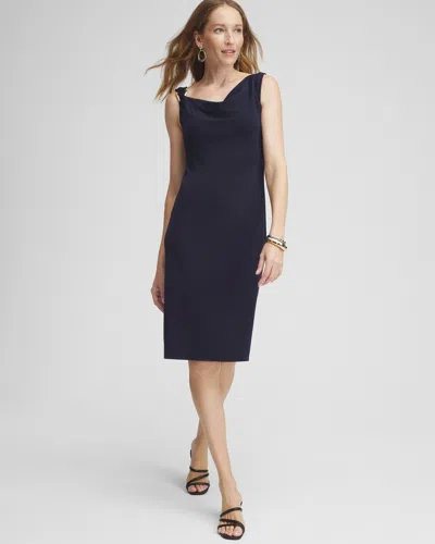 Chico's Wrinkle-free Travelers Cowl Neck Dress In Navy Blue Size 4/6 |  Travel Clothing In Black