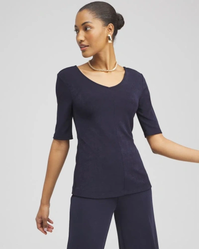 Chico's Wrinkle-free Travelers Double V-neck Top In Navy Blue Size 20/22 |  Travel Clothing