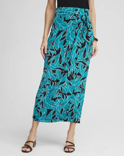 Chico's Travelers Faux Wrap Maxi Skirt In Peacock Blue Size 20/22 |  Wrinkle-free Travel Clothing