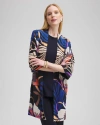 Chico's Travelers™ Floral Cardigan Sweater In Blue Size Xl |  Wrinkle-free Travel Clothing In Travelers India Ink