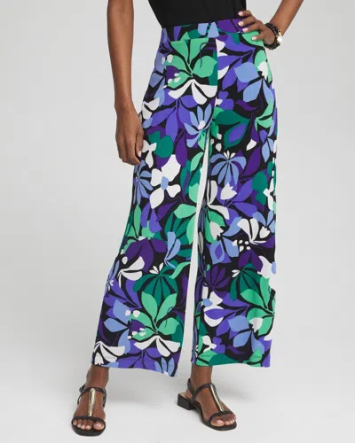 Chico's Wrinkle-free Travelers Floral Cropped Pants In Purple Nightshade Size 12/14 |  Travel Clothin