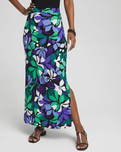 Chico's Wrinkle-free Travelers Floral Maxi Skirt Gives In Purple Nightshade Size 12p/14p |  Travel Cl