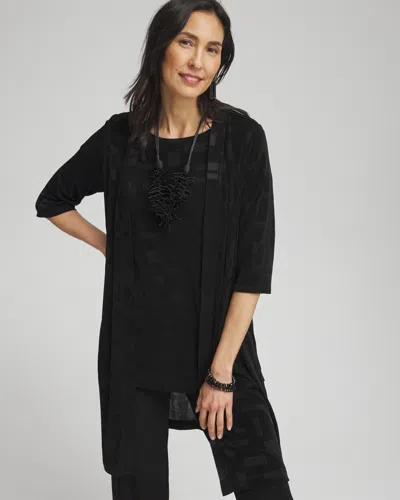 Chico's Wrinkle-free Travelers Jacquard Cardigan Sweater In Black Size Xxl |  Travel Clothing In Travelers Black
