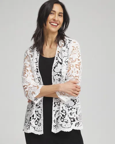 Chico's Travelers Lace Jacket In Travelers Winter Drift Size Xl |  Wrinkle-free Travel Clothing