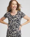 Chico's Travelers™ Leaf Print Tee In Tan Size 16/18 |  Wrinkle-free Travel Clothing In Tan